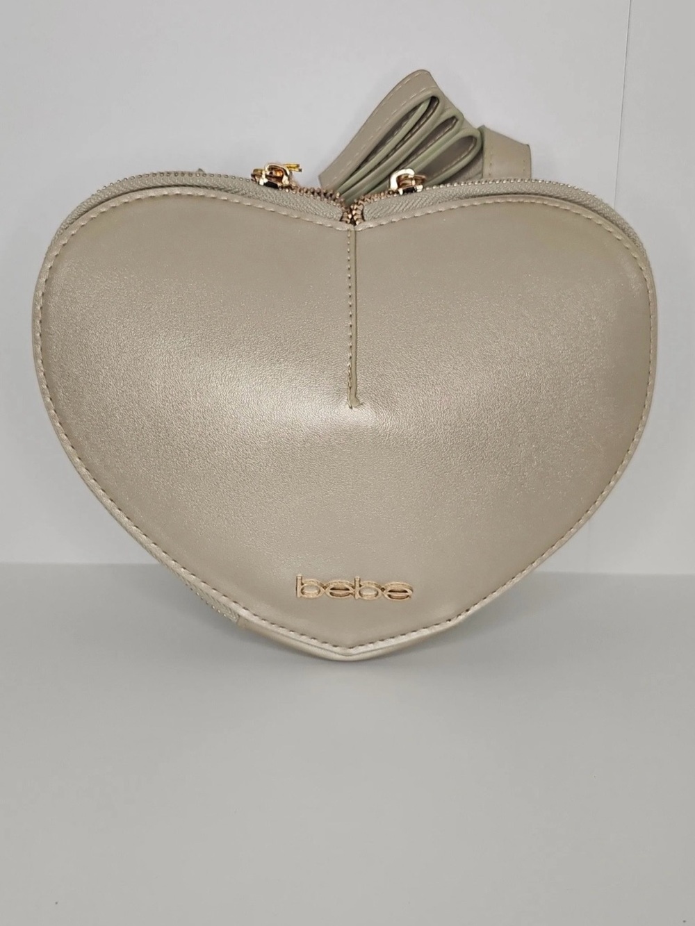 bebe Heart-Shaped Mini Crossbody in Light Beige